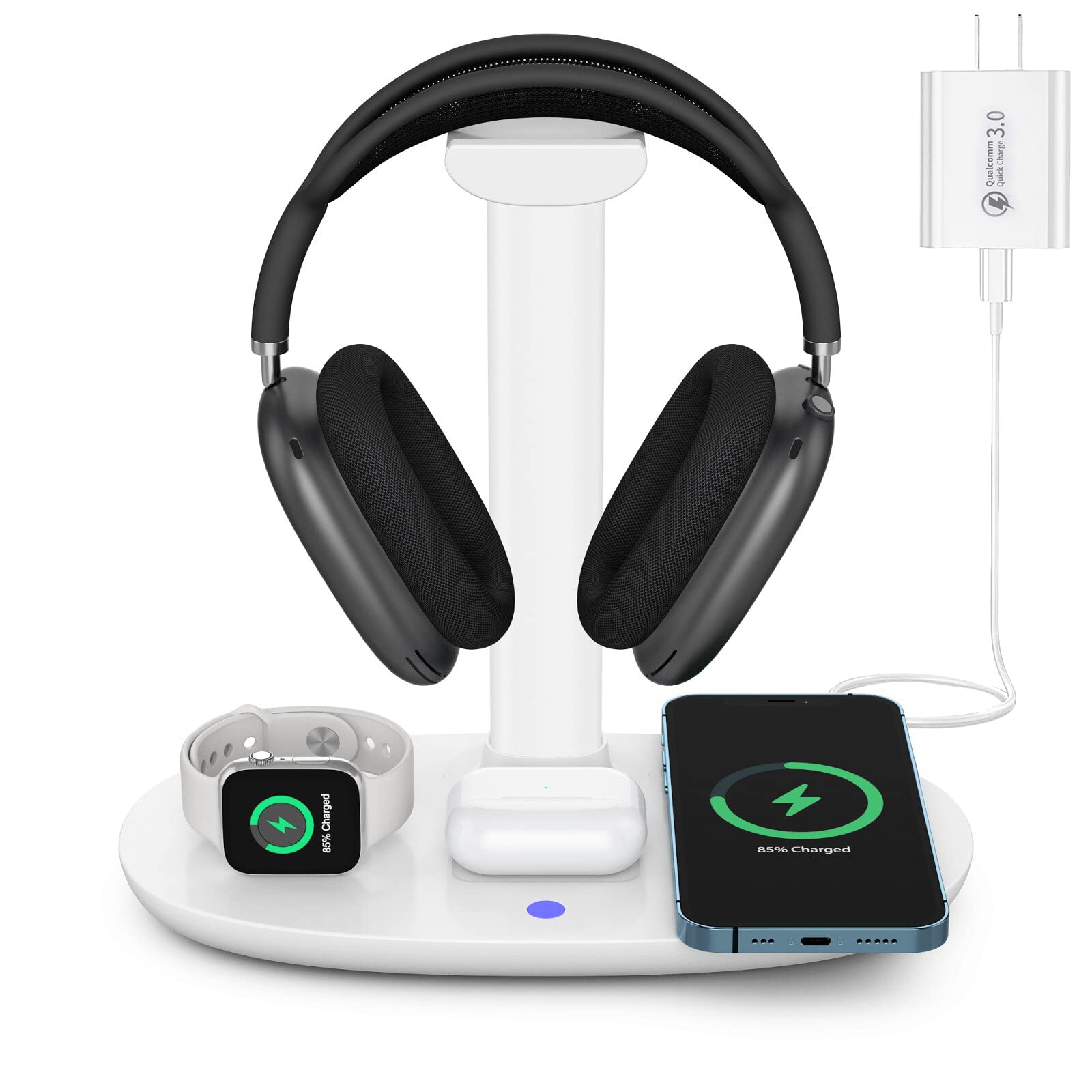 Suguder 4-in-1 Headphone Stand with Wireless Charger