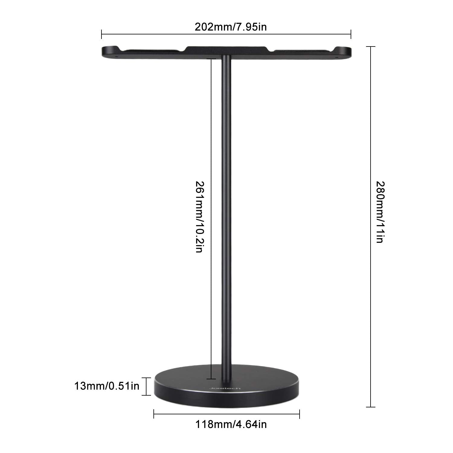 JOKItech Sturdy Soild Base Double Aluminum Headphone Stand Rack