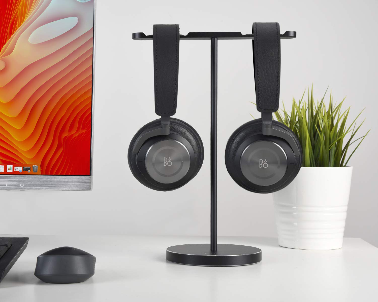 JOKItech Sturdy Soild Base Double Aluminum Headphone Stand Rack