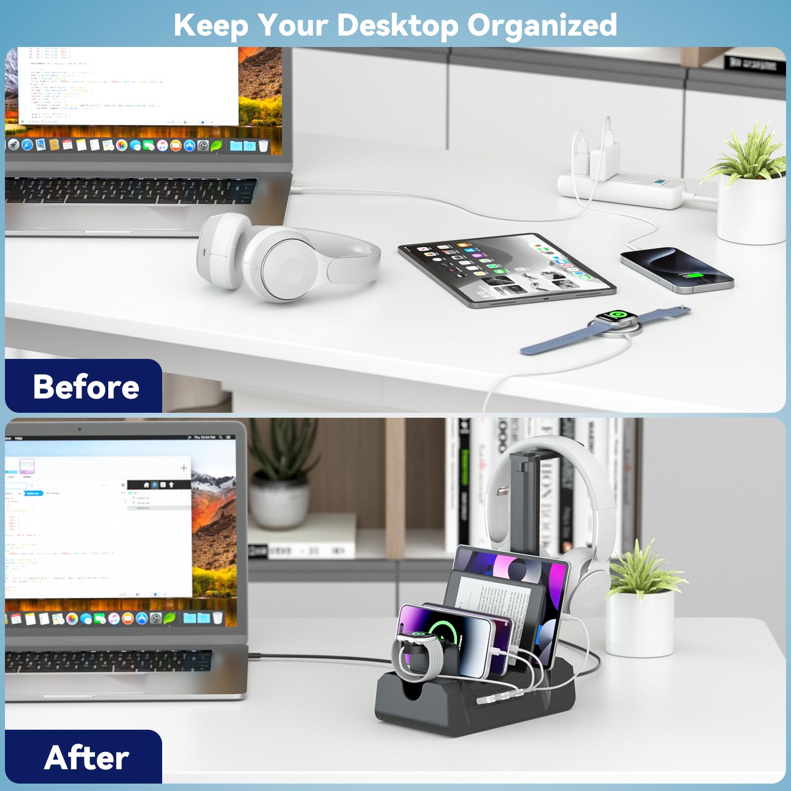 KDD 6-in-1 Charging Station with Headphone Stand