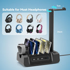 KDD 6-in-1 Charging Station with Headphone Stand
