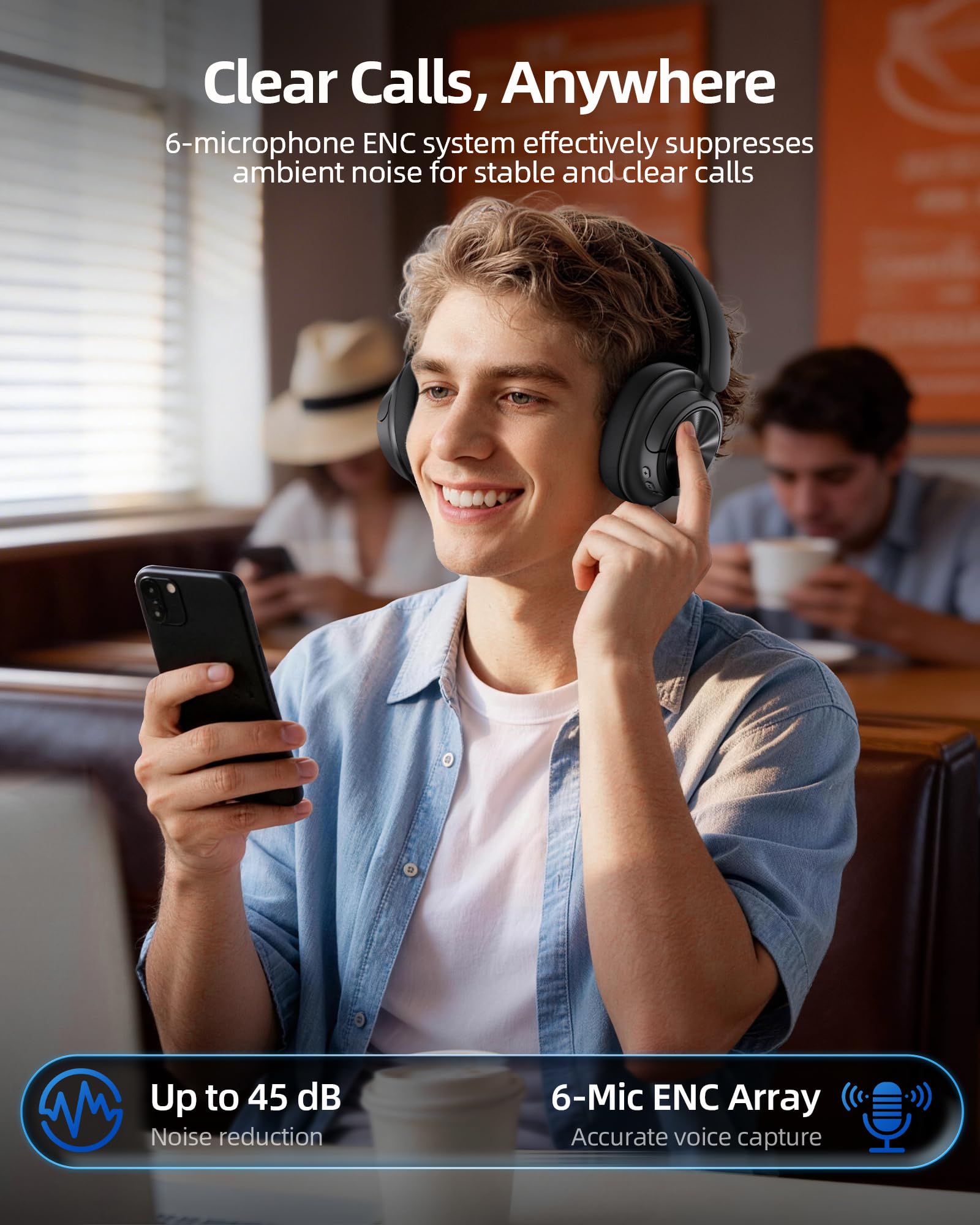 bmani Wireless Noise Cancelling Over-Ear Headphones