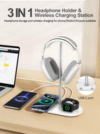 TopMade 4-in-1 Headphone Stand with Wireless Charger
