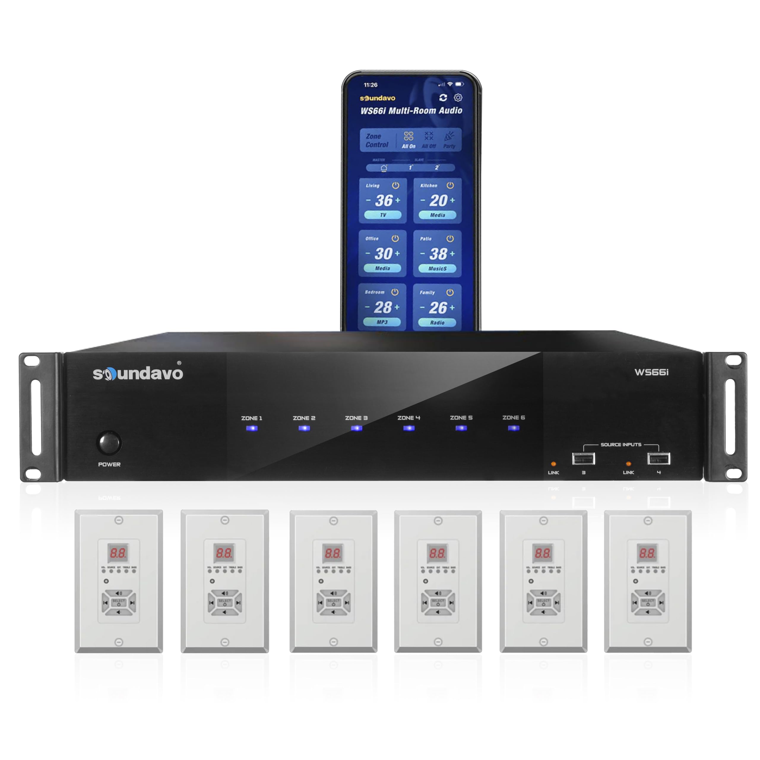 WS66i Whole-Home Audio Distribution Network Controller Matrix with Streamer & App Control