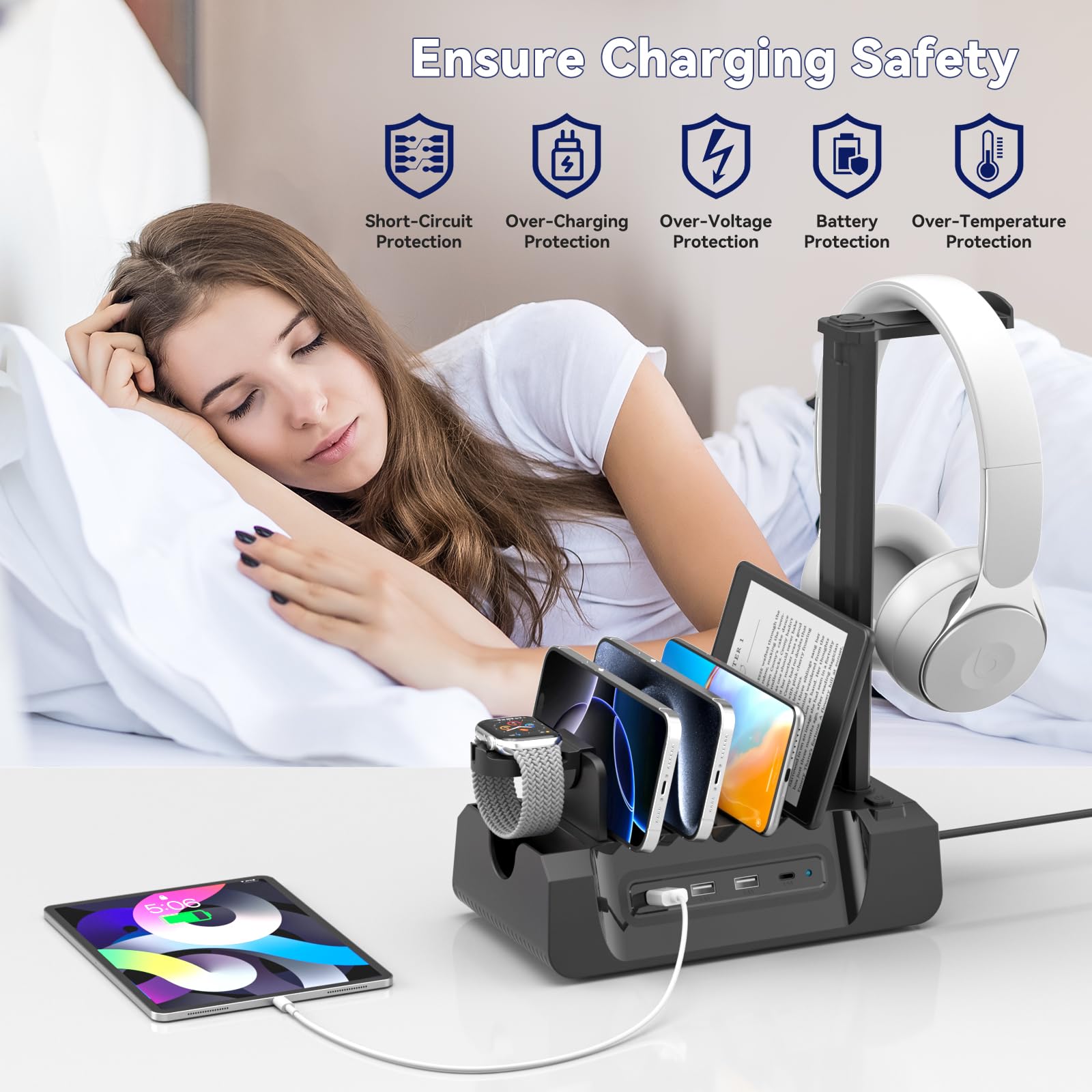 KDD 6-in-1 Charging Station with Headphone Stand