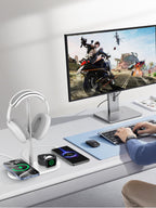 TopMade 4-in-1 Headphone Stand with Wireless Charger