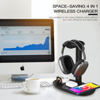 Suguder 4-in-1 Headphone Stand with Wireless Charger