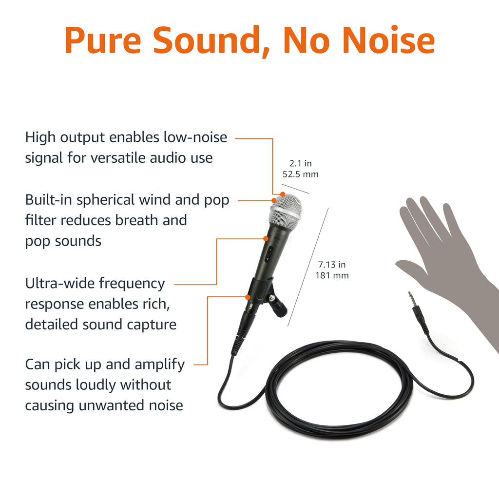 Amazon Basics Dynamic Vocal Microphone with Stand