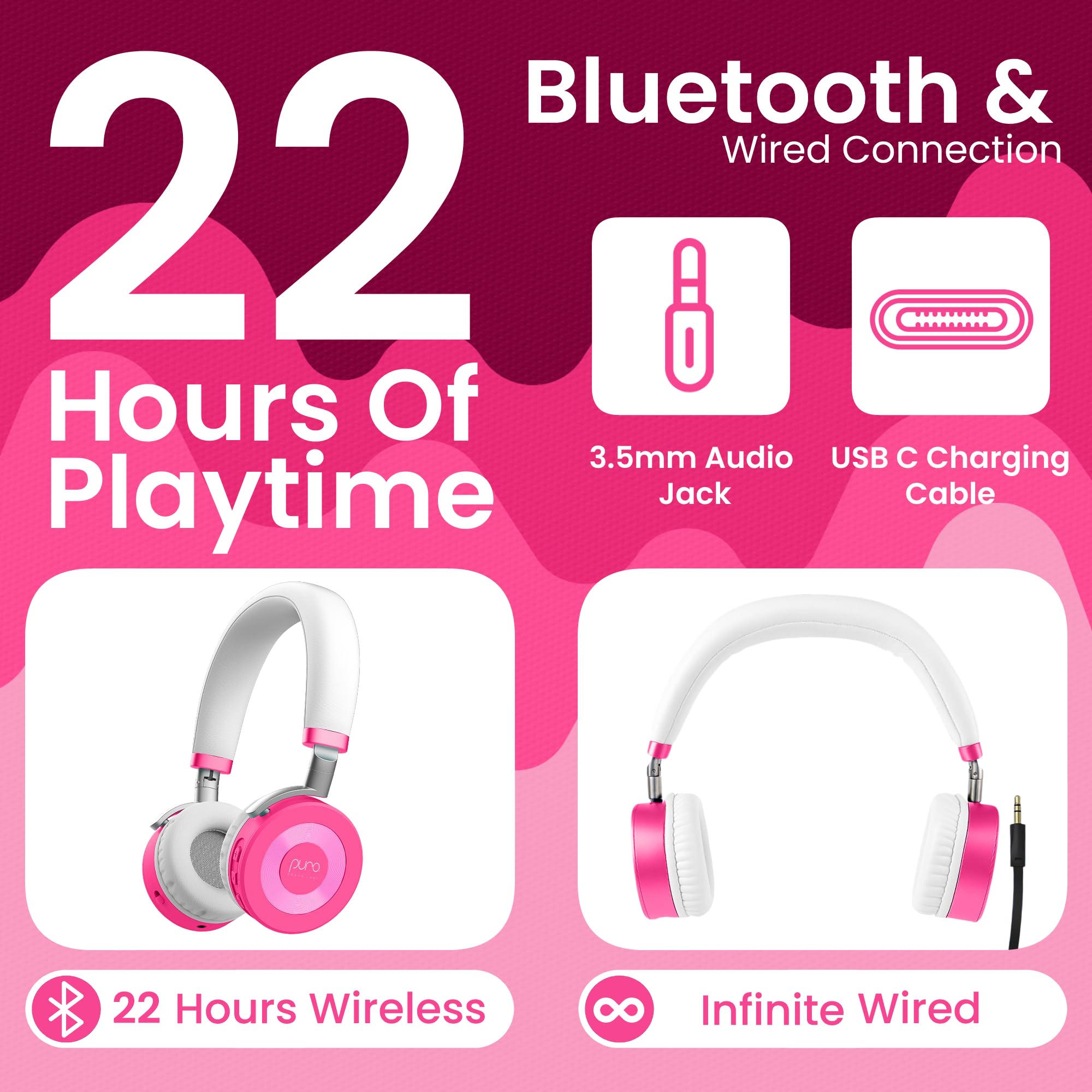 Puro Sound Labs JuniorJam Plus Kids Bluetooth Headphones