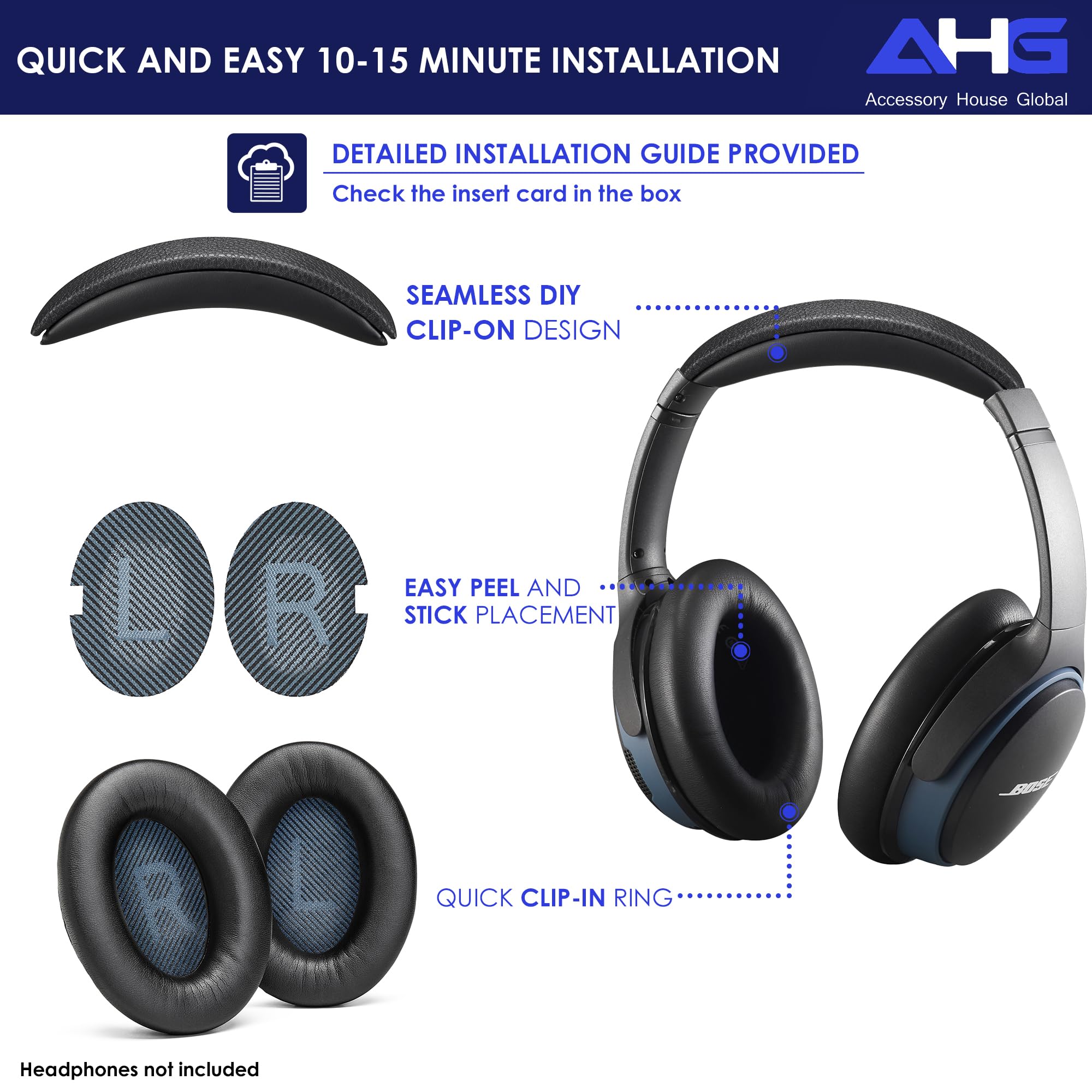 Bose Replacement Ear Pads and Headband Cushion for SoundLink AE2 Headphones