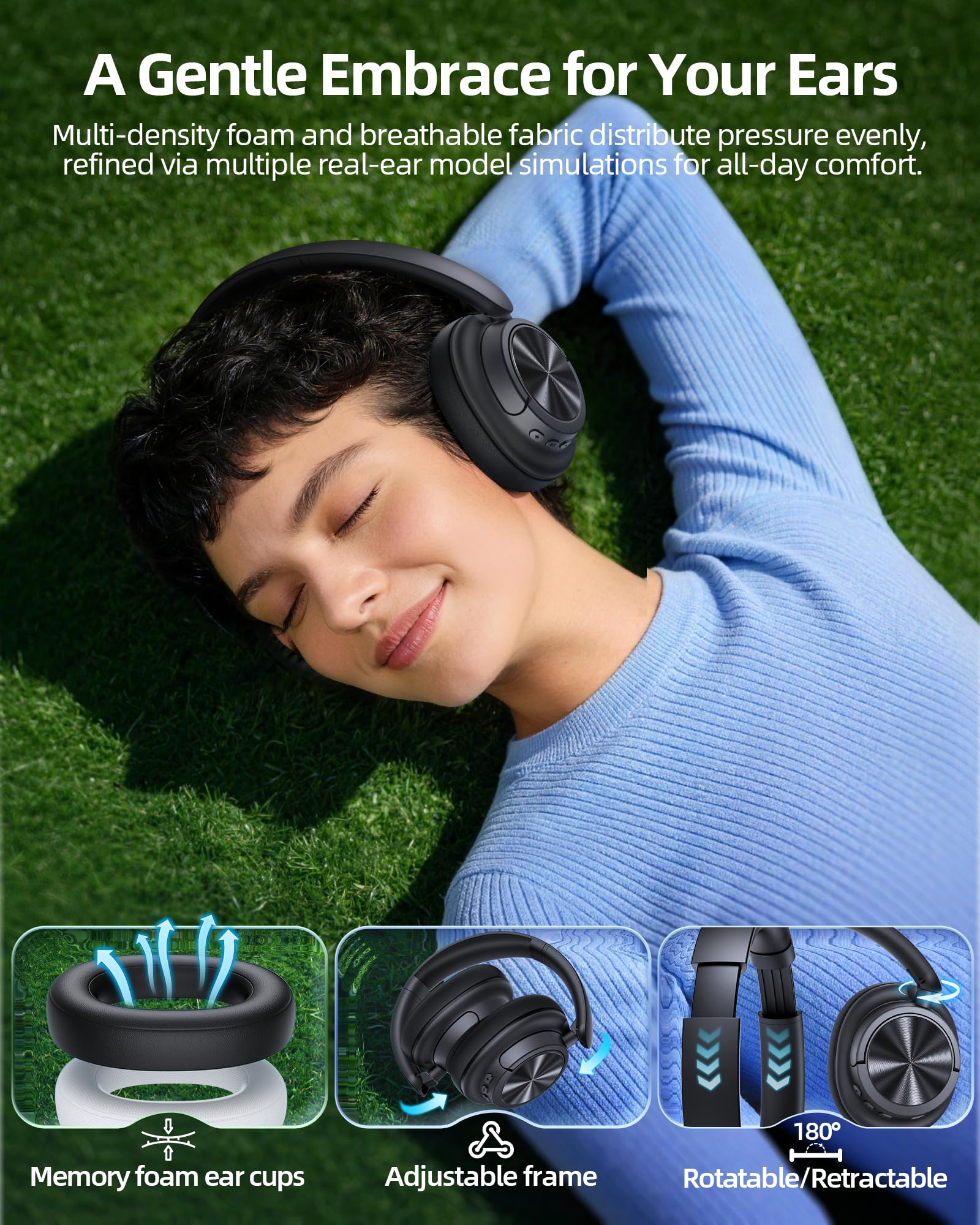 bmani Wireless Noise Cancelling Over-Ear Headphones