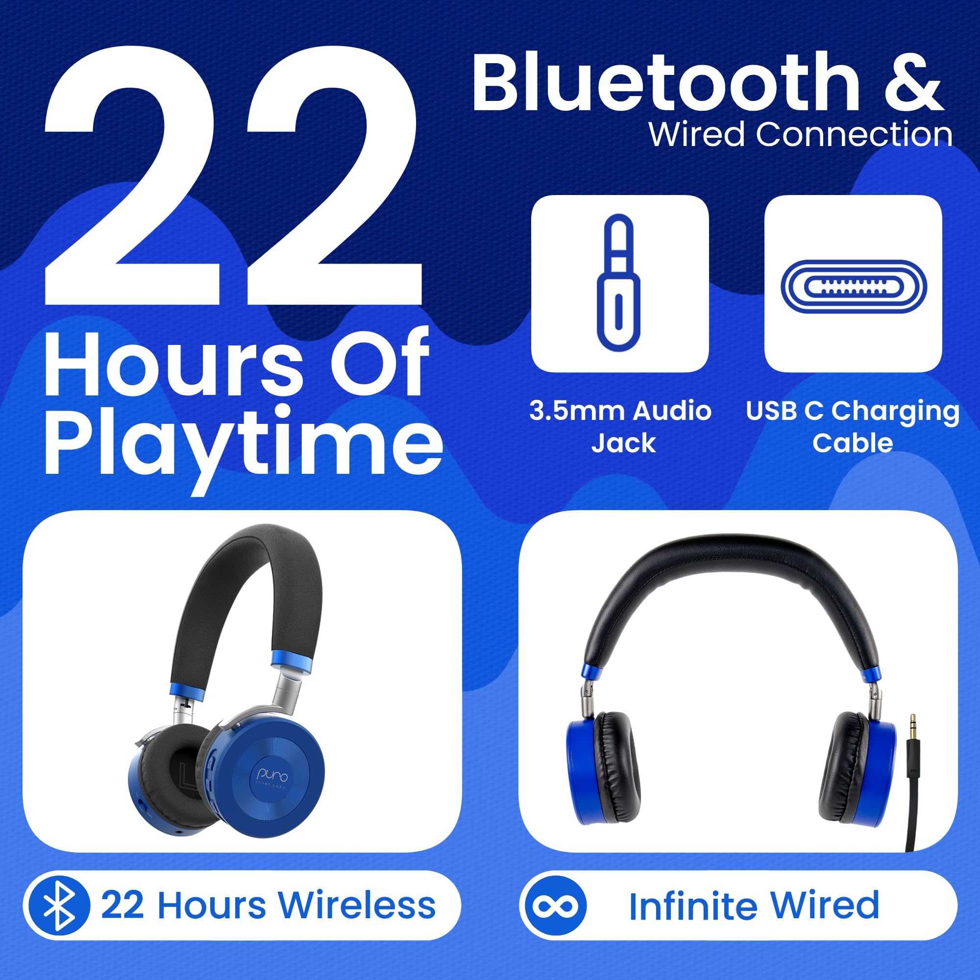 Puro Sound Labs JuniorJam Plus Kids Bluetooth Headphones