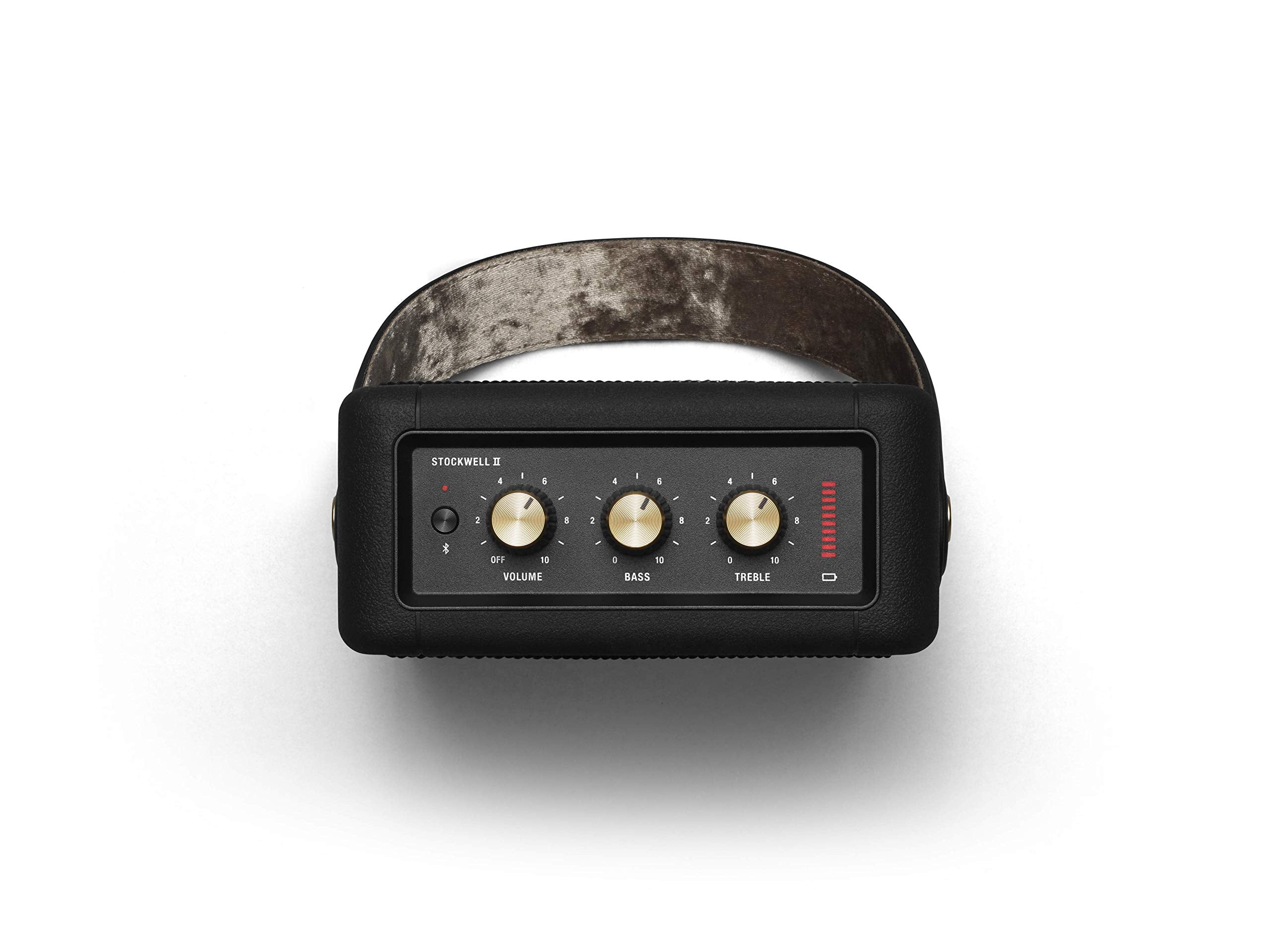 Marshall Stockwell II Portable Bluetooth Speaker, Black and Brass