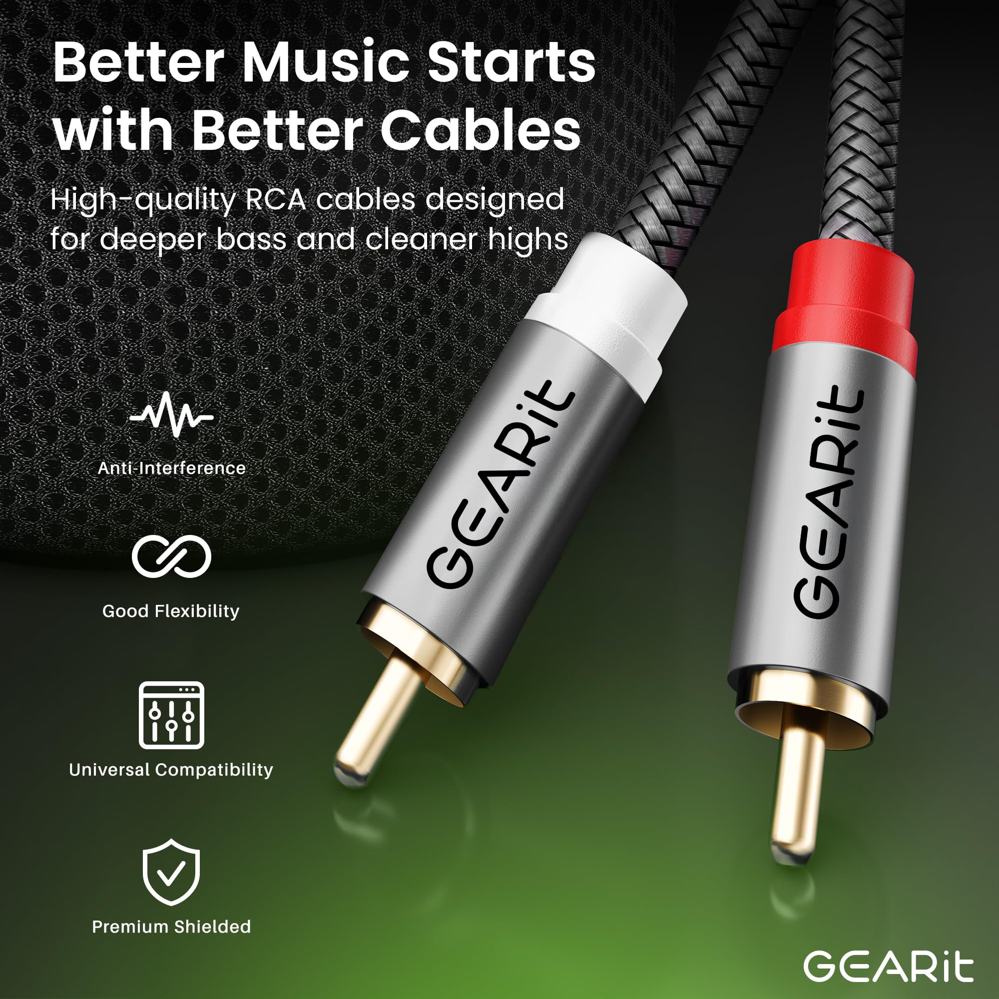 GEARit 2RCA Stereo Audio Cable 10FT