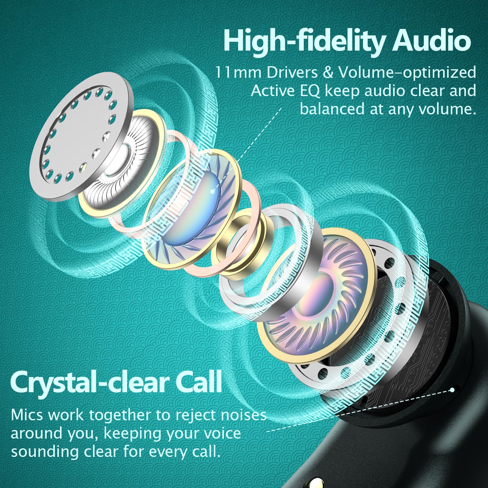 GOLREX Wireless Noise Cancelling Earbuds